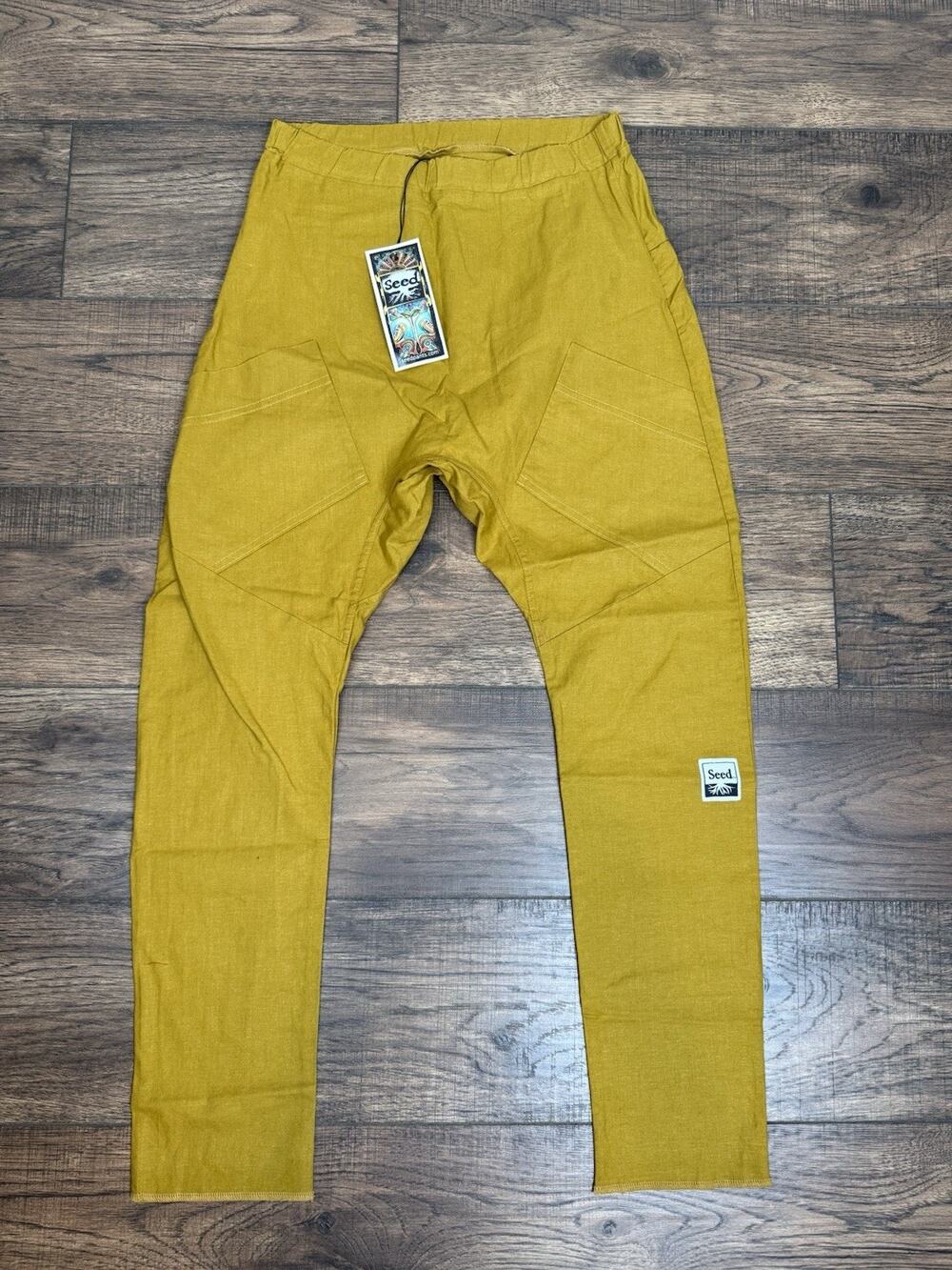 Seed Antidote Pants Hemp Organic Cotton Mustard Sz Small Harem NWT